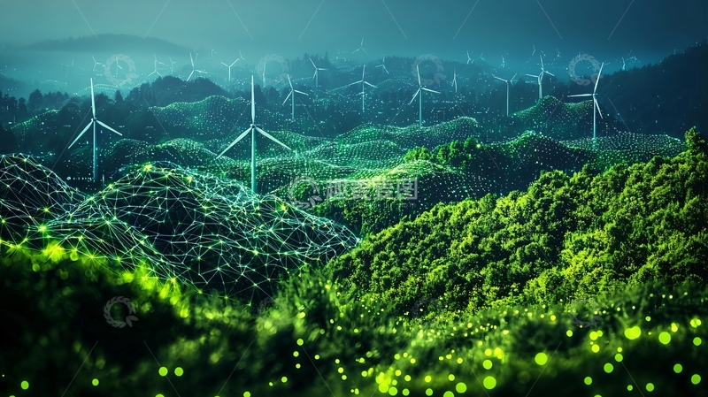高清大图下载【趣麦麦图】绿色环保风力发电