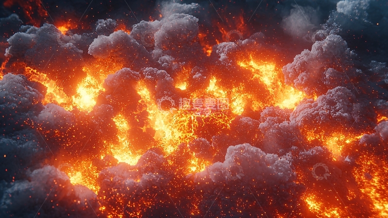 高清大图下载【趣麦麦图】燃烧的火山灰云