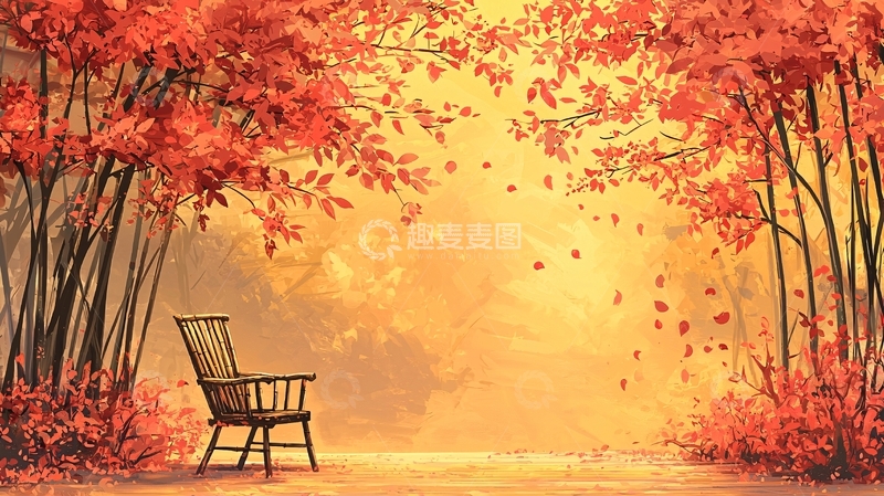 高清大图下载【趣麦麦图】秋日暖阳下的椅子