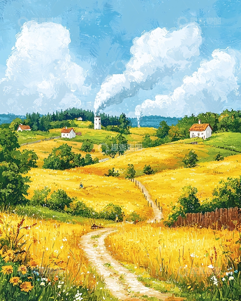 高清大图下载【趣麦麦图】田园风光油画