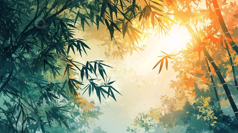 高清大图下载【趣麦麦图】阳光透过竹林