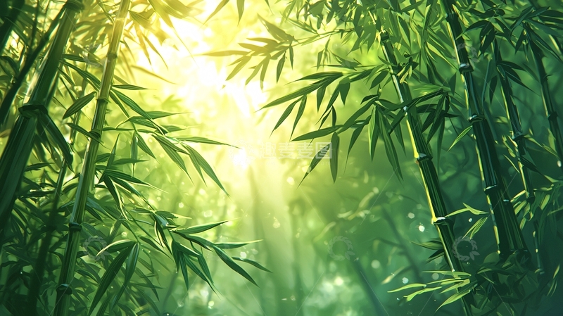 高清大图下载【趣麦麦图】阳光透过竹林