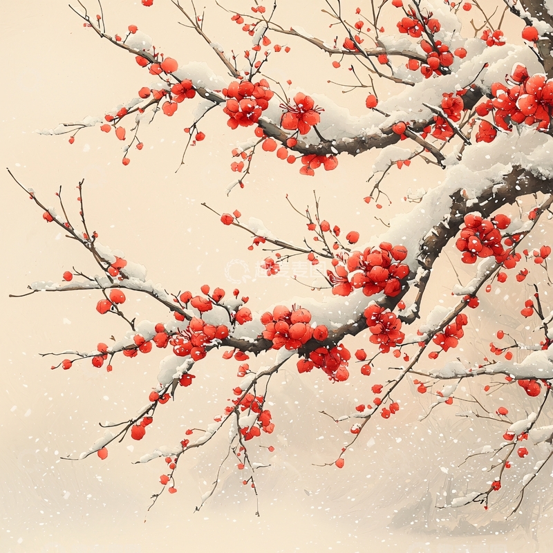 高清大图下载【趣麦麦图】雪中红梅