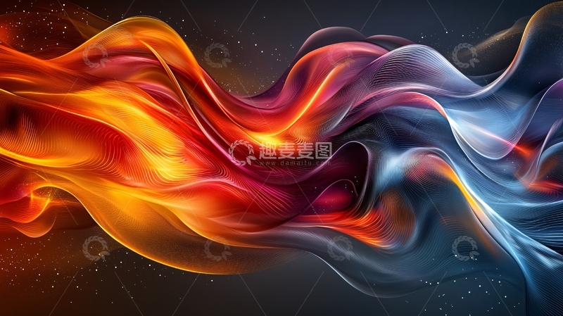 高清大图下载【趣麦麦图】火焰与冰的抽象波浪