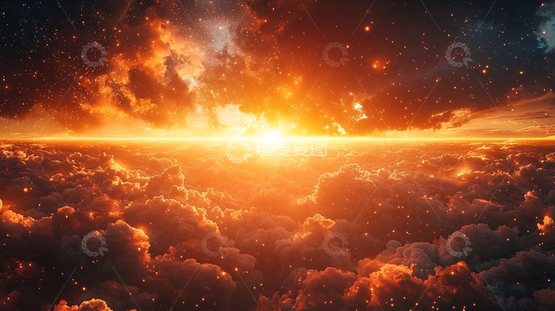 高清大图下载【趣麦麦图】燃烧的云海日出