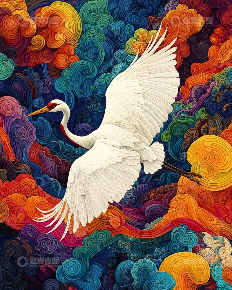 高清大图下载【趣麦麦图】彩云鹤