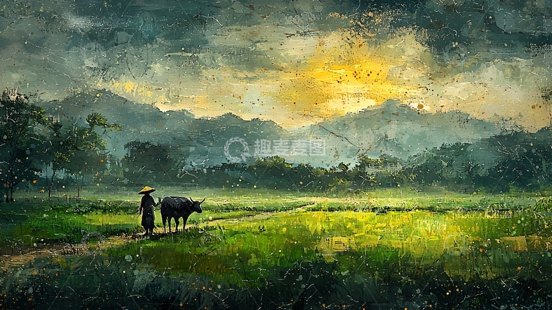 高清大图下载【趣麦麦图】雨后田园风光