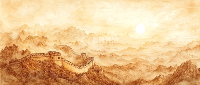 高清大图下载【趣麦麦图】长城日出山峦景色