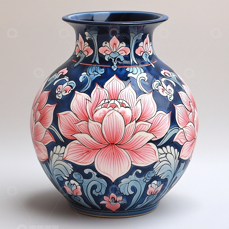 高清大图下载【趣麦麦图】蓝色瓷器花瓶