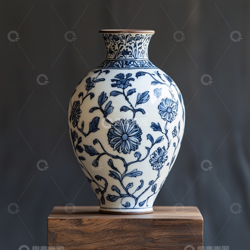 高清大图下载【趣麦麦图】-青花瓷花瓶