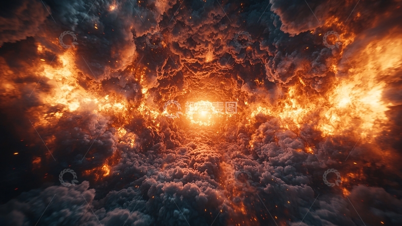 高清大图下载【趣麦麦图】火焰云层中的太阳