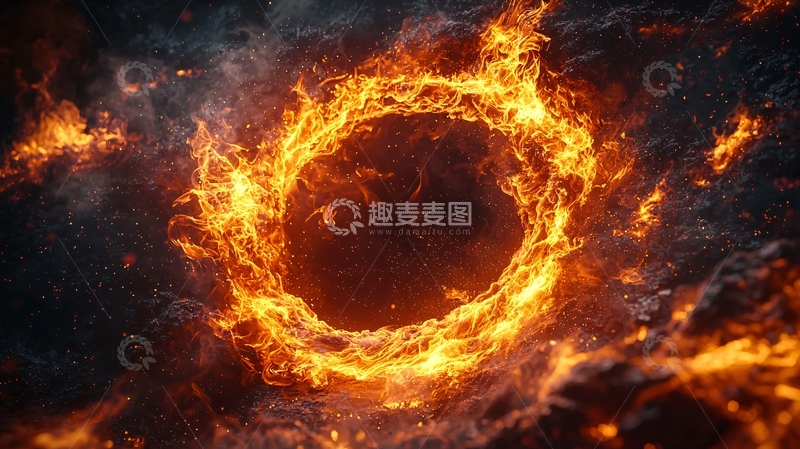 高清大图下载【趣麦麦图】燃烧的火焰圆环