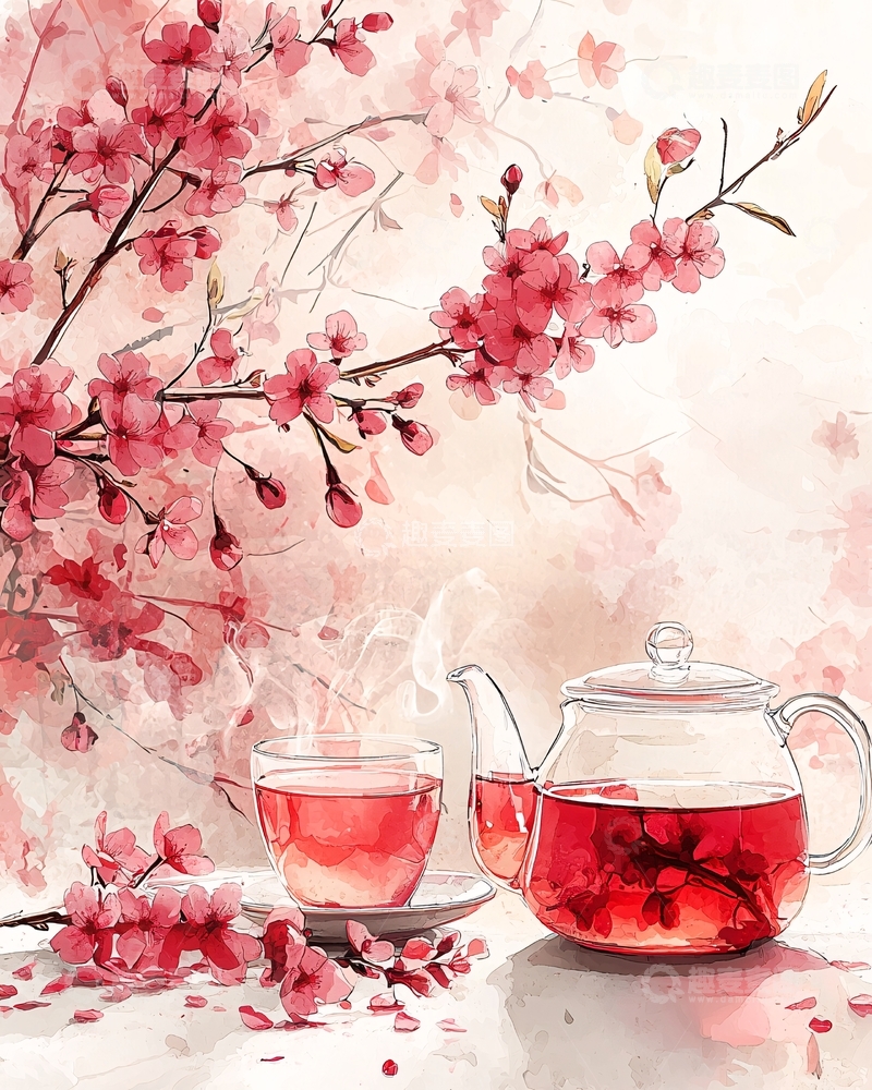 高清大图下载【趣麦麦图】樱花茶