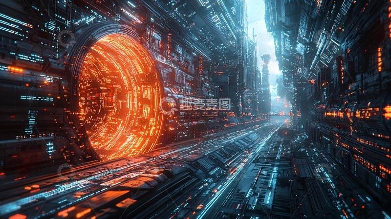 高清大图下载【趣麦麦图】未来科技感城市走廊