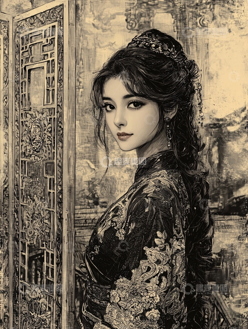 高清大图下载【趣麦麦图】古风美女