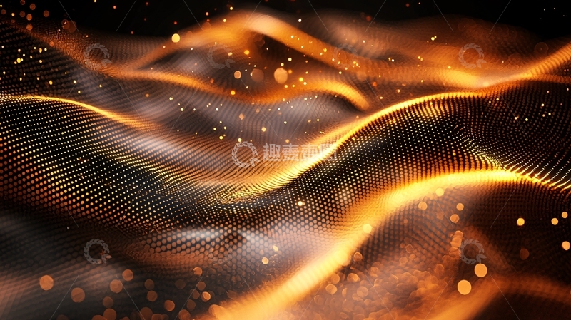 高清大图下载【趣麦麦图】金色粒子波浪