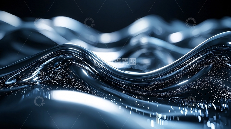 高清大图下载【趣麦麦图】深蓝色金属液体波浪