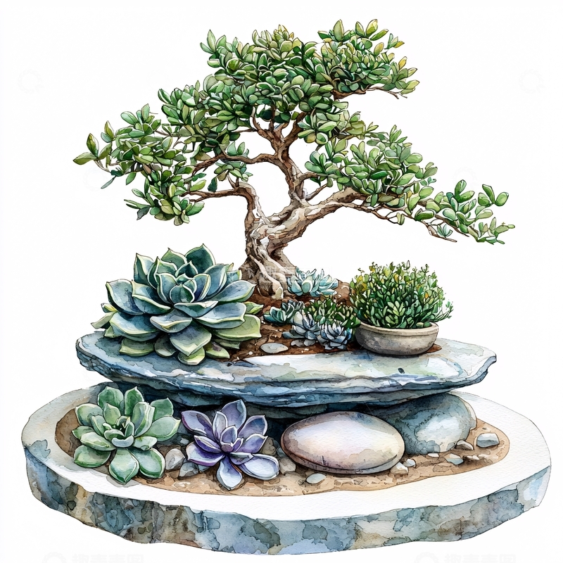 高清大图下载【趣麦麦图】盆栽多肉植物组合