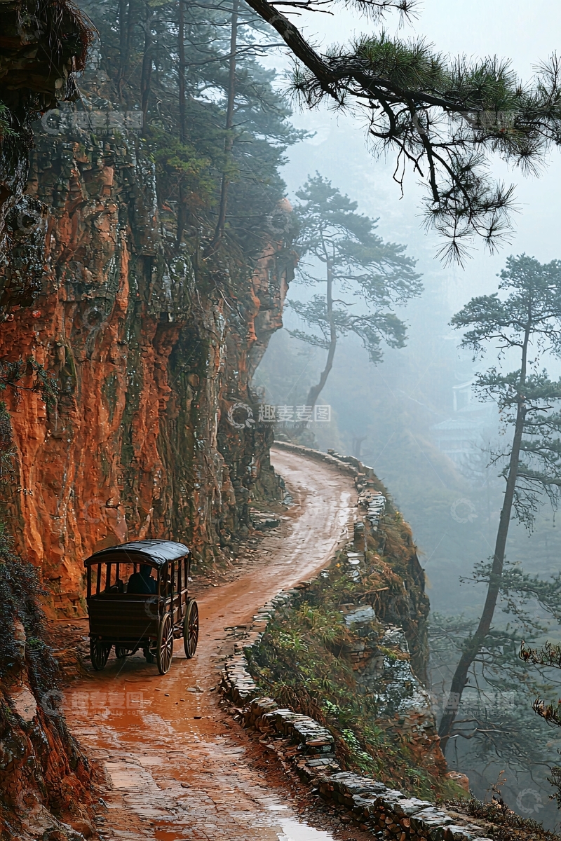 高清大图下载【趣麦麦图】山路马车