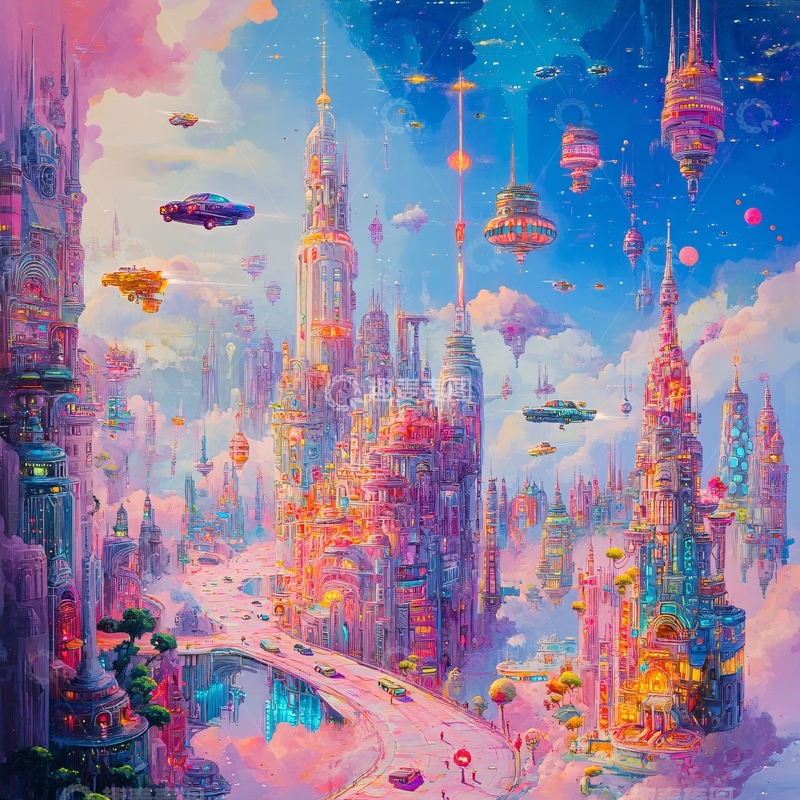 高清大图下载【趣麦麦图】梦幻未来都市