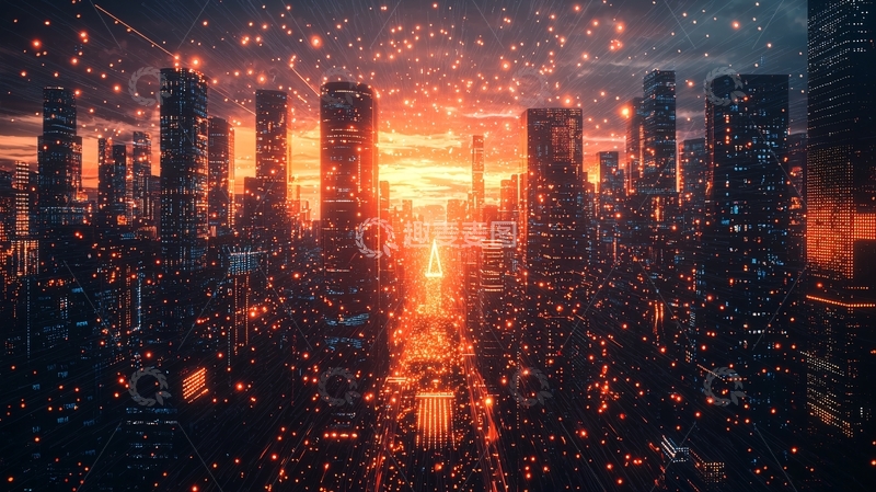 高清大图下载【趣麦麦图】未来都市火雨