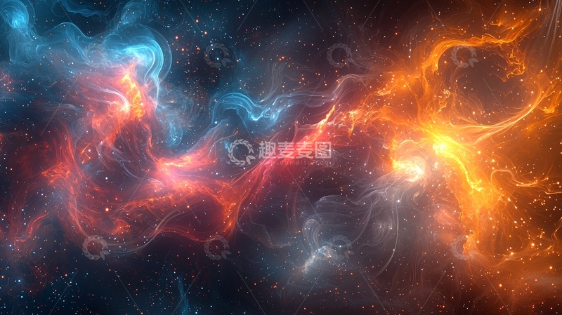 高清大图下载【趣麦麦图】蓝火红雾宇宙星云
