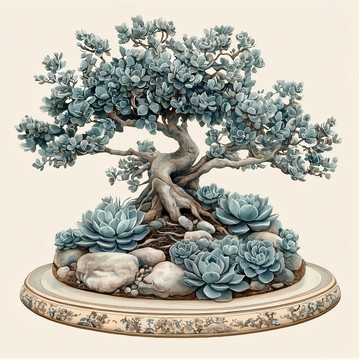 蓝绿色多肉盆景