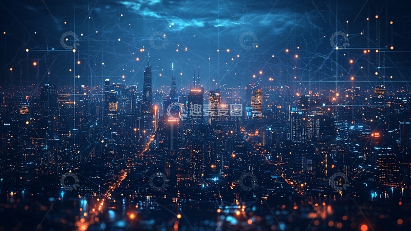 高清大图下载【趣麦麦图】未来科技感城市夜景