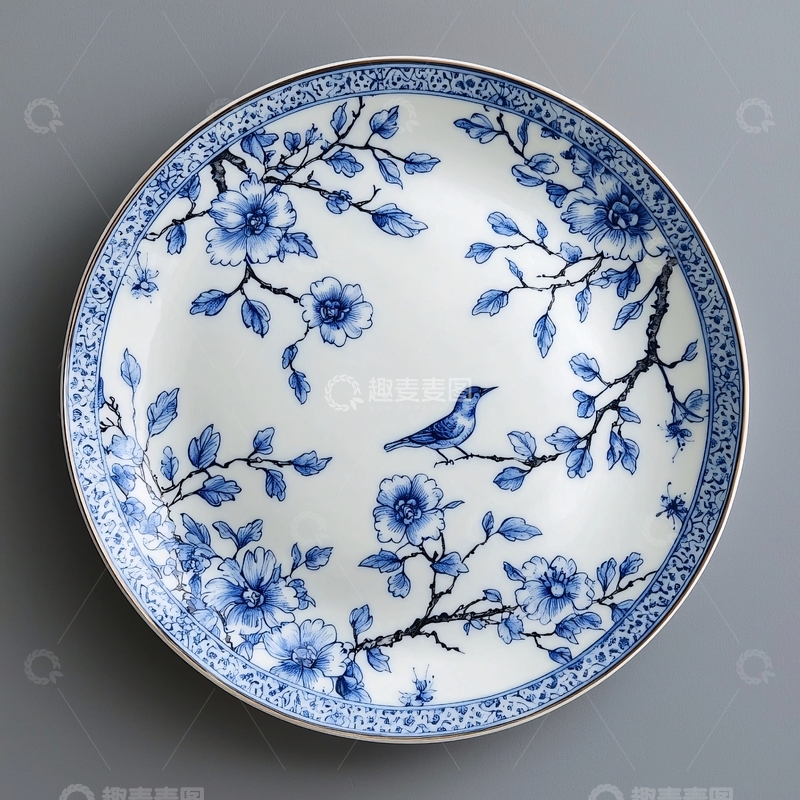 高清大图下载【趣麦麦图】青花瓷盘子