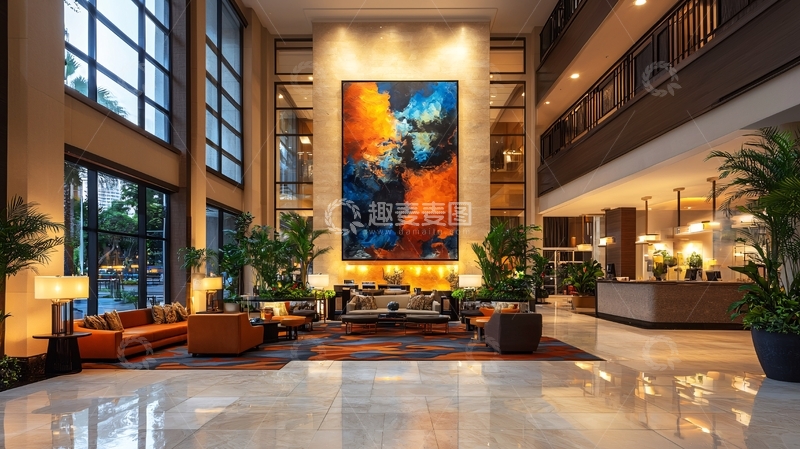 高清大图下载【趣麦麦图】酒店大堂抽象画装饰