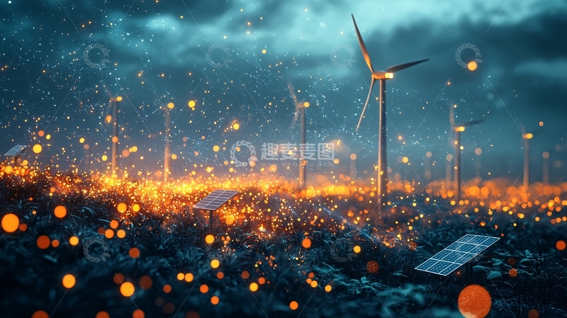 高清大图下载【趣麦麦图】暴风雨中的风力发电场