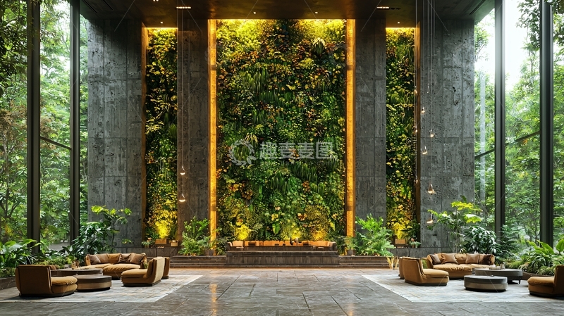 高清大图下载【趣麦麦图】垂直花园景观室内