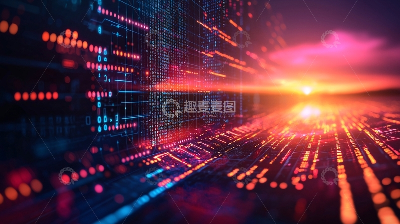 高清大图下载【趣麦麦图】数字代码日出背景