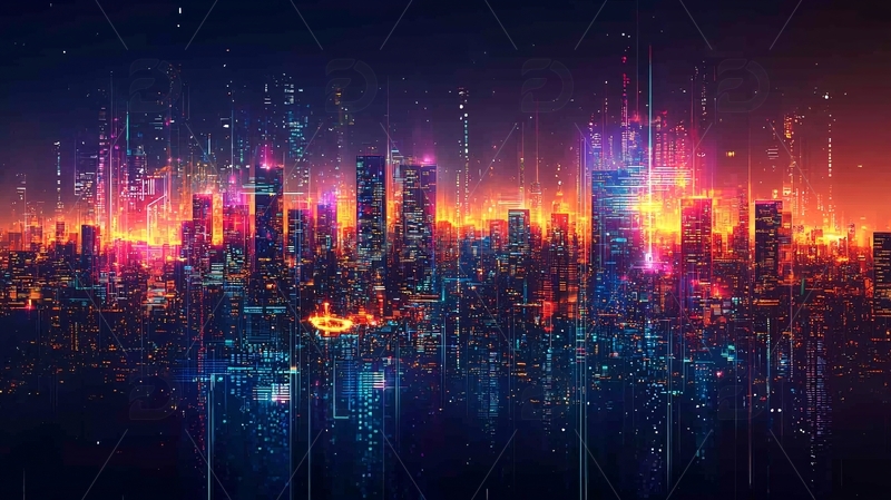 高清大图下载【趣麦麦图】炫彩未来都市夜景