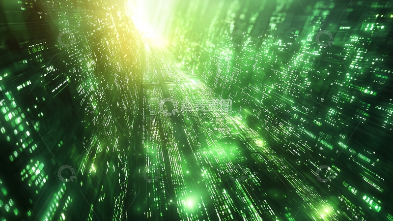 高清大图下载【趣麦麦图】绿色数字代码隧道