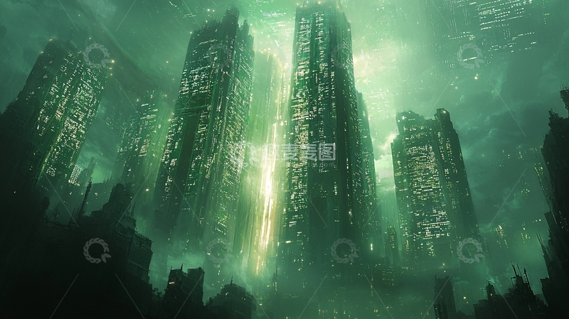 高清大图下载【趣麦麦图】绿色废墟城市