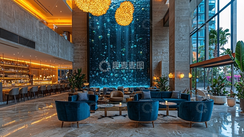 高清大图下载【趣麦麦图】酒店大堂水母墙装饰