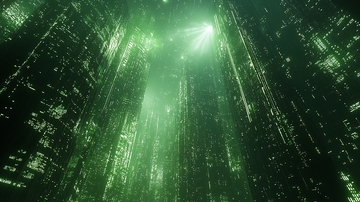 绿色的数字矩阵城市