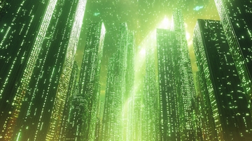 绿色数字矩阵城市