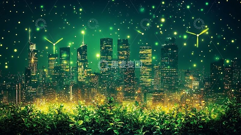 高清大图下载【趣麦麦图】绿色城市夜景