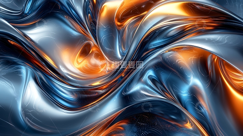 高清大图下载【趣麦麦图】流体金属质感抽象背景