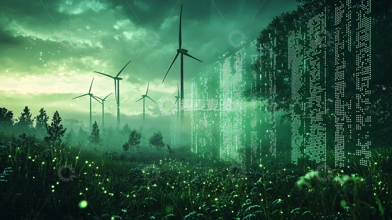 高清大图下载【趣麦麦图】绿色环保风力发电