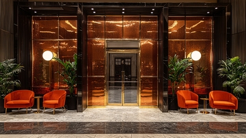 酒店大堂铜色金属装饰