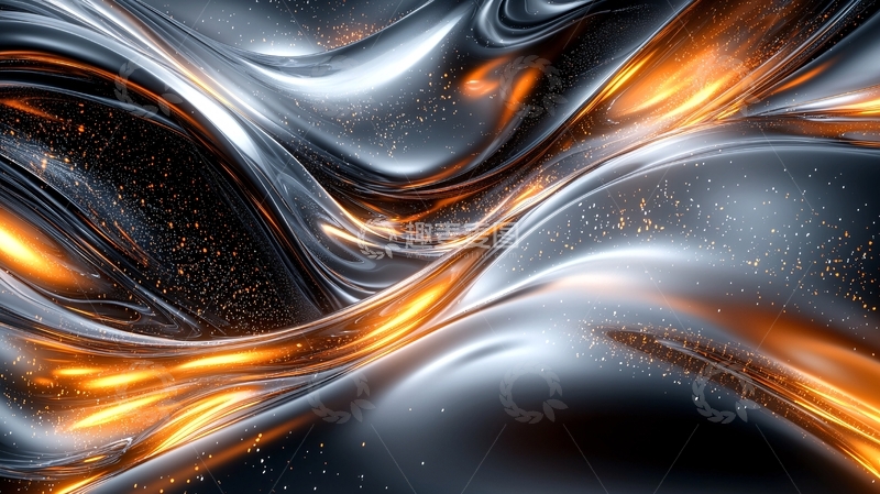 高清大图下载【趣麦麦图】流动的金属质感抽象背景