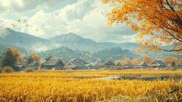 秋收时节的宁静乡村