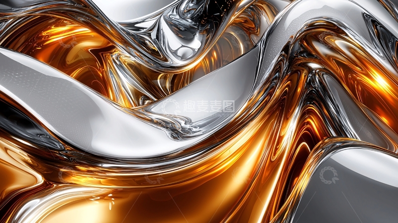 高清大图下载【趣麦麦图】流体金属质感抽象背景