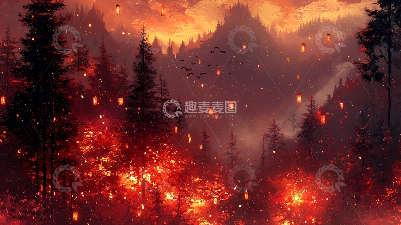 高清大图下载【趣麦麦图】燃烧的森林