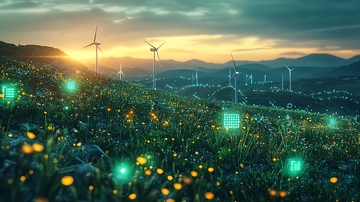 绿色能源山丘风力发电