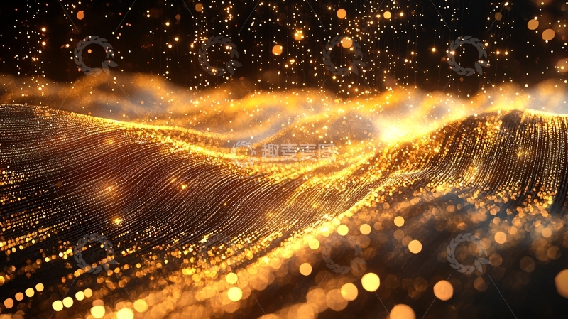 高清大图下载【趣麦麦图】金色粒子波浪
