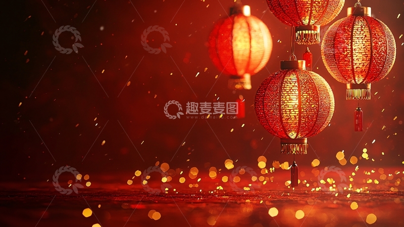 高清大图下载【趣麦麦图】红灯笼新年喜庆背景